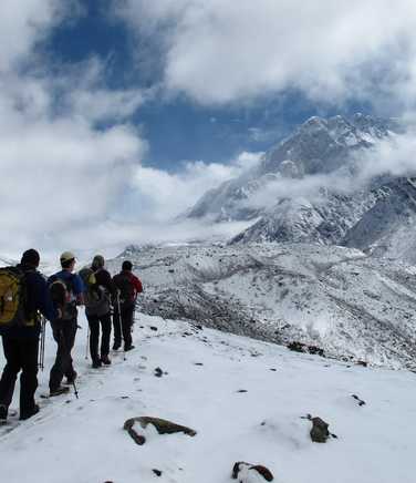 Hikers heading toward Dingboche, in Khumbu