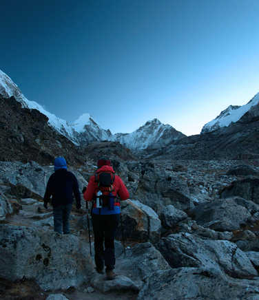 Hiking before sunrise in the Everest region