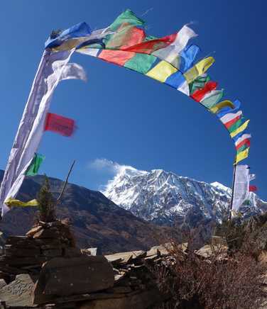 Tibetan flags in the Manang Valley