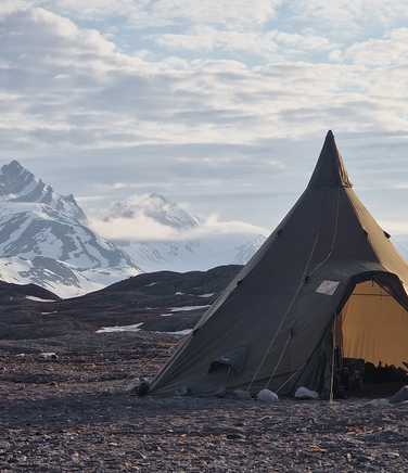 Tipi group tent on 5 glaciers expedition