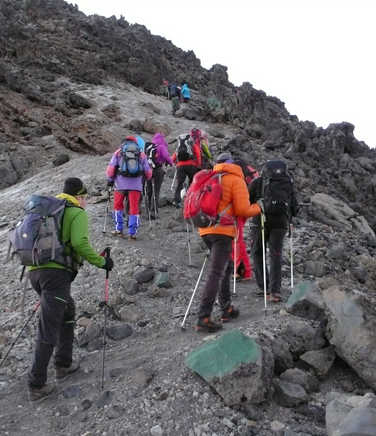 Trekkers on Mt Meru