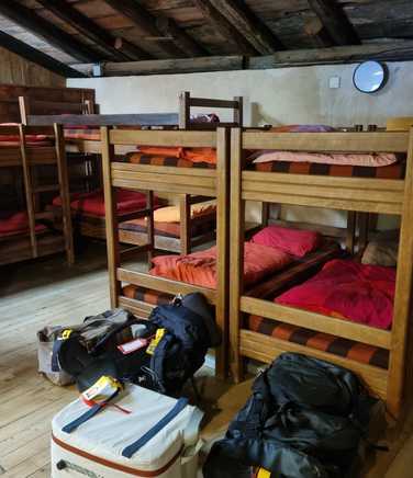 Typical refuge bunk room on Tour du Mont Blanc
