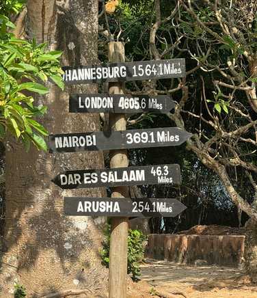 World sign on Changuu Island near Zanzibar