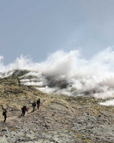 Hikers in Mount Etna in Sicily