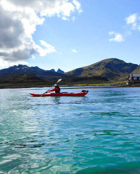 Kayaking in fjords, Northern Norway