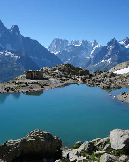 Lac Blanc in front of the Mont Blanc massif