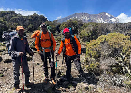 Kandoo Adventures guides on the way to Shira Cave Camp on Kilimanjaro