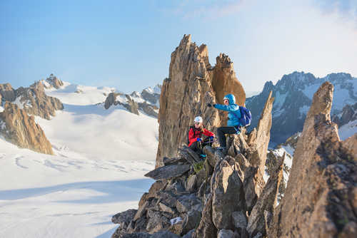 Climbing ascent in Mont Blanc Massif