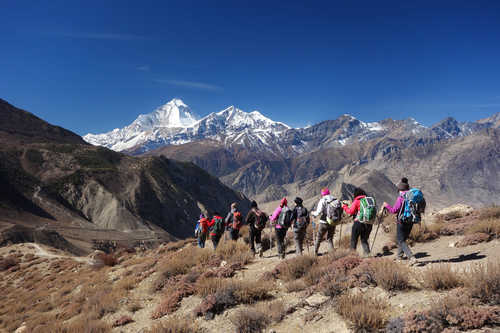 Hikers during the Annapurnas Tour