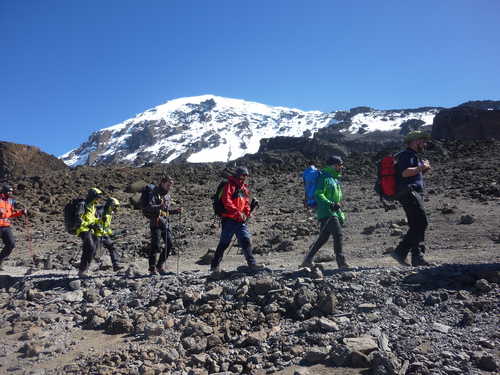 Hikers during the Kilimanjaro ascent