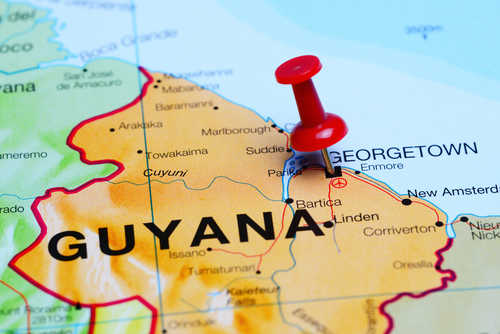 Map showing the location of Guyana