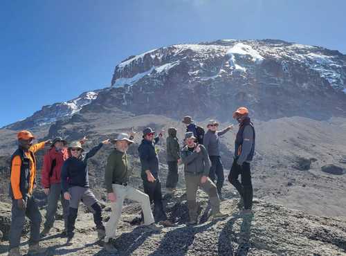 Sam Holland with group on Kilimanjaro