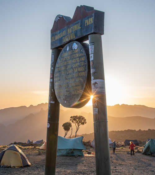 Sunset at Shira Cave Camp on the Machame route