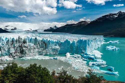 The huge ice wall of the Perito Moreno glacier in Patagonia, Argentina