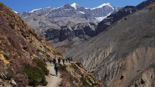 Trekkers on the Annapurnas Circuit