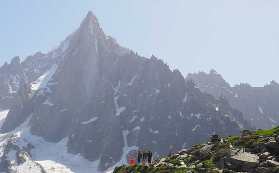 Hikers during the Tour du Mont Blanc in the French Alps