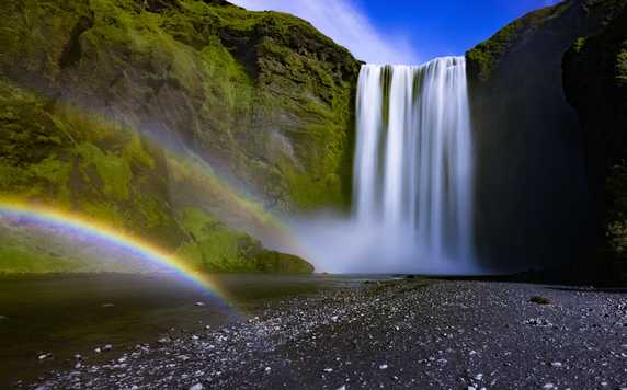 Rainbow on Skogafoss Waterfall, Iceland