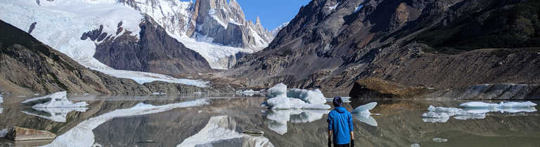 Hiker in Cerro Torre, Patagonia