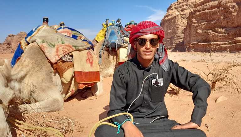 Camel driver in the Wadi Rum Desert