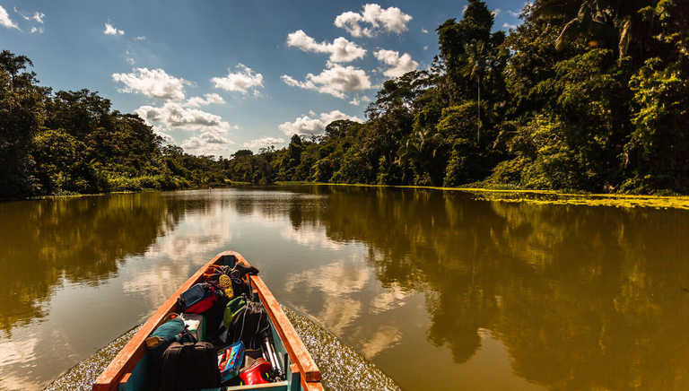 Canoeing-through-the-Amazon-jungle