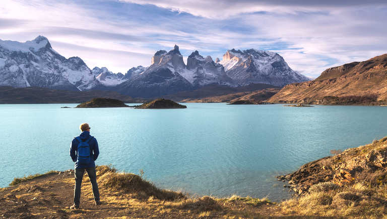 Hiker in Torres del Paine National Park