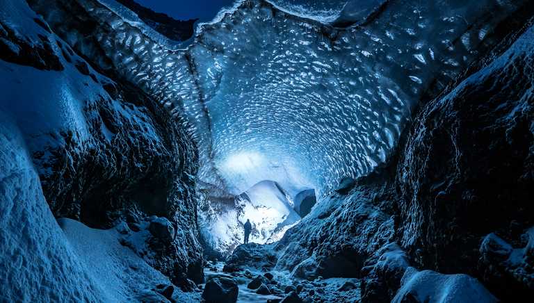 Ice tunnel in Gigjokull, Iceland
