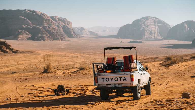 Jeep in the Wadi Rum desert