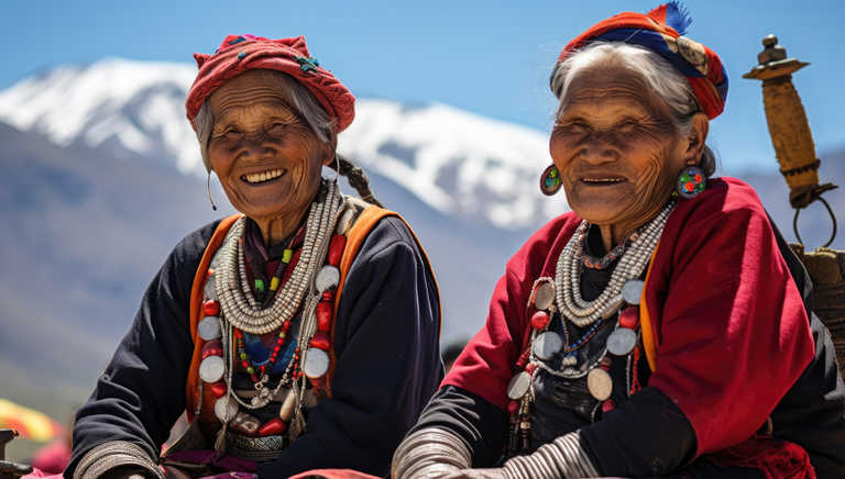 Ladakhi-women-in-traditional-Tibetan-dress