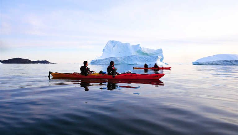 Sea kayaking and icebergs in Arctic