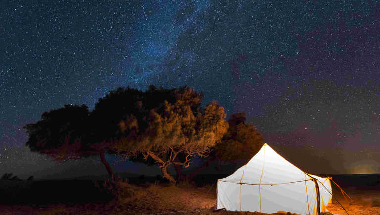 Starry night at a berber camp in the Moroccan desert