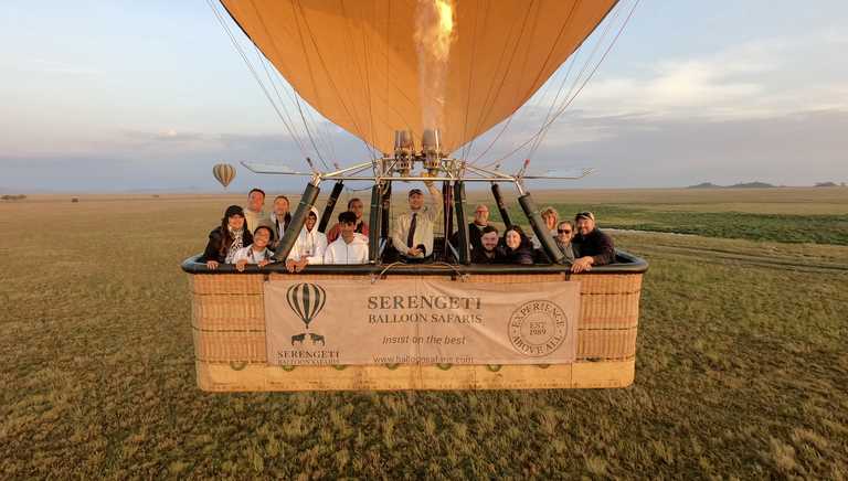 Sunrise balloon journey over the Serengeti