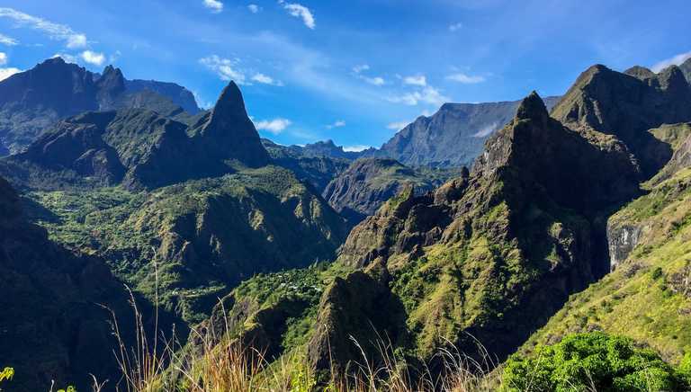 The jagged and green landscape of Reunion Island