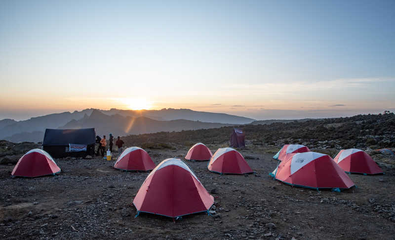 Sunset view at Kandoo Adventures campsite at Shira Cave Camp © Sunset view at Kandoo Adventures campsite at Shira Cave Camp