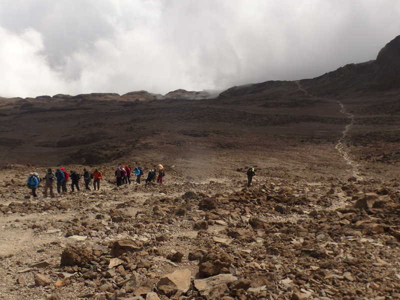 Group of hikers before the Barafu camp