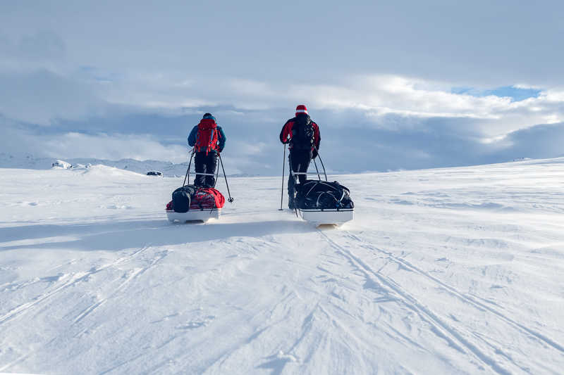 Hiking with a pulka in Svalbard