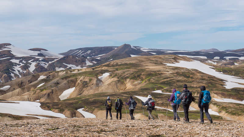 Trekkers in the Landmannalaugar region